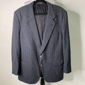Vintage Burberrys Men's Blue Plaid 100% Camel Hair Sports Coat Blazer Jacket
